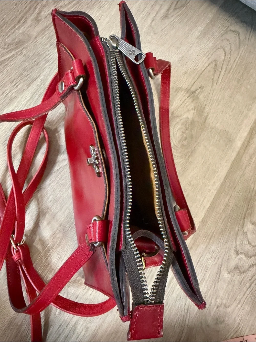 Patricia Nash Red Leather Shoulder Tote